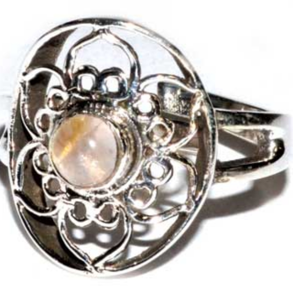 Rose Quartz Lotus Adjustable Ring